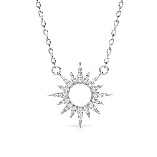 Illuminate Your Style with the Evie 18K White Gold Plated Sun Pendant Necklace Decorated with Sparkling Swarovski Crystals - The Perfect Gift for Every Woman