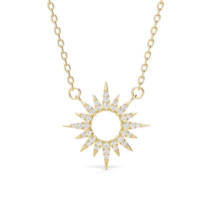 Illuminate Your Style with the Evie 18K White Gold Plated Sun Pendant Necklace Decorated with Sparkling Swarovski Crystals - The Perfect Gift for Every Woman