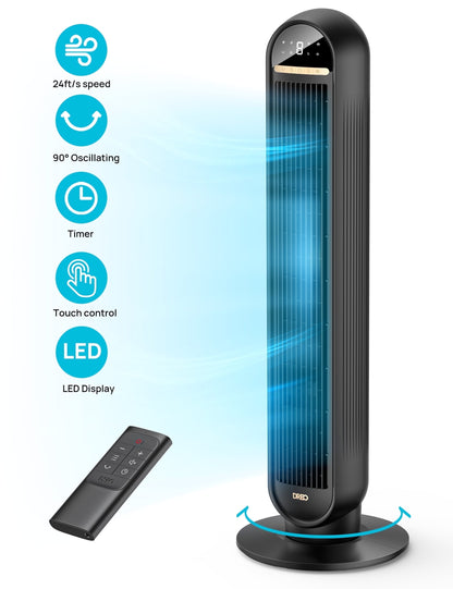 Experience Ultimate Comfort with the Dreo 36" Tower Fan - High Velocity Cooling, Remote Control, and Whisper-Quiet Operation!