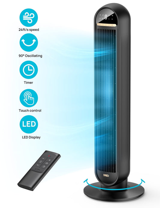 Experience Ultimate Comfort with the Dreo 36" Tower Fan - High Velocity Cooling, Remote Control, and Whisper-Quiet Operation!