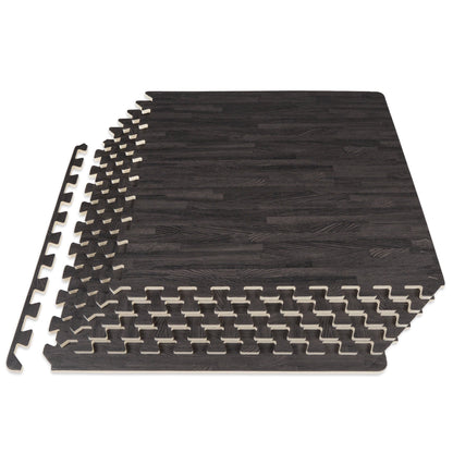 Dark Oak Wood-Grain EVA Foam Interlocking Floor Tiles - 1/2" Thickness for Enhanced Comfort and Protection