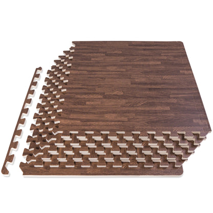 Transform Your Space with Dark Oak Wood-Grain EVA Foam Interlocking Floor Tiles - 1/2" Thick for Ultimate Comfort and Protection!