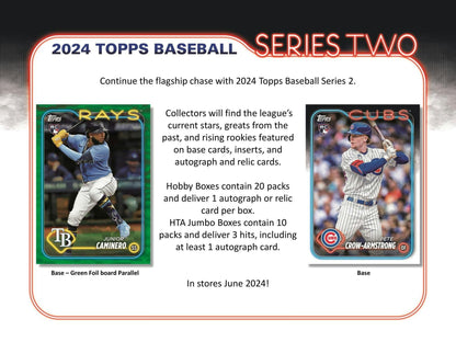 Unleash the Excitement with the 2024 Series 2 Baseball Hobby Box - One Autograph or Relic Card Inside!