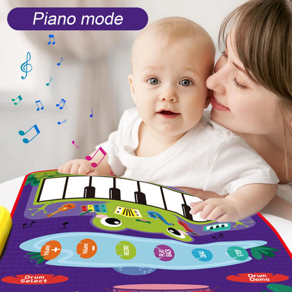 Deluxe 2-in-1 Musical Piano & Drum Mat - The Ultimate Learning Gift for Toddlers Aged 1-6!