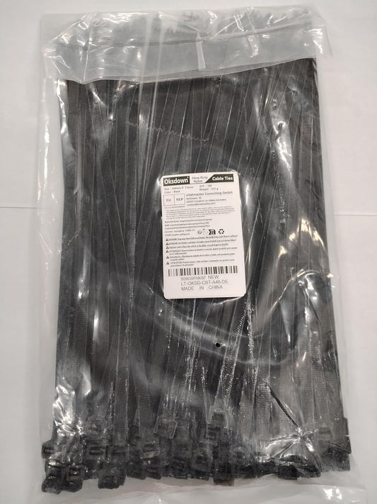 100 Pack of 12 Inch Heavy Duty Black Zip Ties - Durable Cable Management Solution with 120 Lbs Tensile Strength