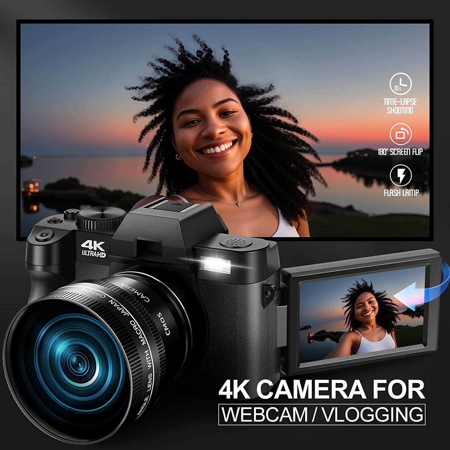Capture Your World in Stunning Detail with the 4K Ultra HD 48MP All-In-One Vlogging Camera – Perfect for Content Creators and Adventurers!
