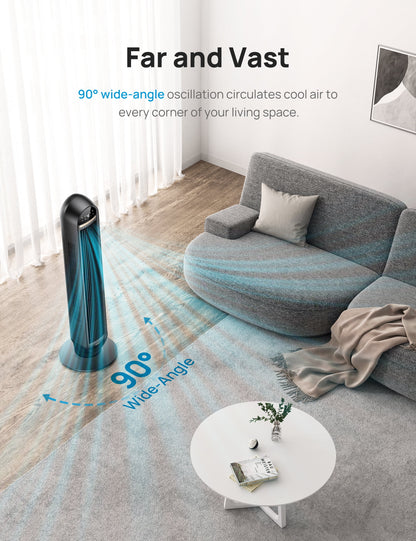 Experience Ultimate Comfort with the Dreo 36" Tower Fan - High Velocity Cooling, Remote Control, and Whisper-Quiet Operation!