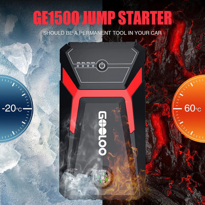 Power Up Your Adventures with the GOOLOO 1500A Peak Car Jump Starter - The Ultimate Portable Battery Booster for Gas & Diesel Engines