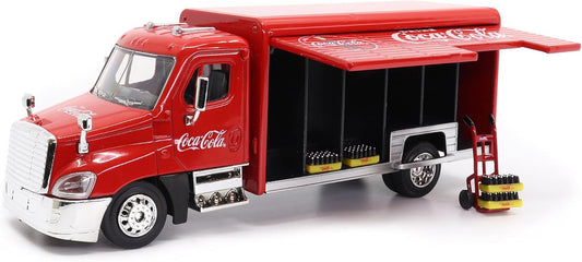 Meticulously Crafted 1:50 Scale Coca-Cola Beverage Delivery Truck with Functional Sliding Doors, Handcart, and 2 Removable Bottle Cases - A Collector's Dream!