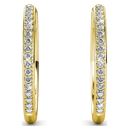 Dazzle in Elegance: Bianca 18K Yellow Gold Plated 25Mm Hoop Earrings with Sparkling Swarovski Crystals for Women
