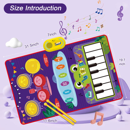 Deluxe 2-in-1 Musical Piano & Drum Mat - The Ultimate Learning Gift for Toddlers Aged 1-6!