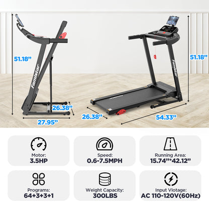 Unleash Your Fitness Potential with the Home Portable Folding Electric Treadmill - Adjustable Incline, 64 Programs, 7.5 MPH Speed, and Bluetooth Speakers for Ultimate Workout Experience!