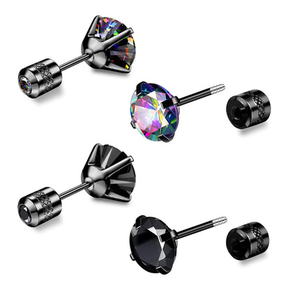 Elevate Your Style with 2 Pairs of Dazzling CZ Flat Back Stud Earrings - Perfect for Cartilage and Everyday Wear!