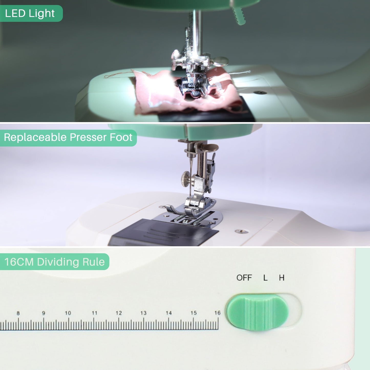 Beginner-Friendly Portable Sewing Machine with 16 Built-In Stitches and Foot Pedal