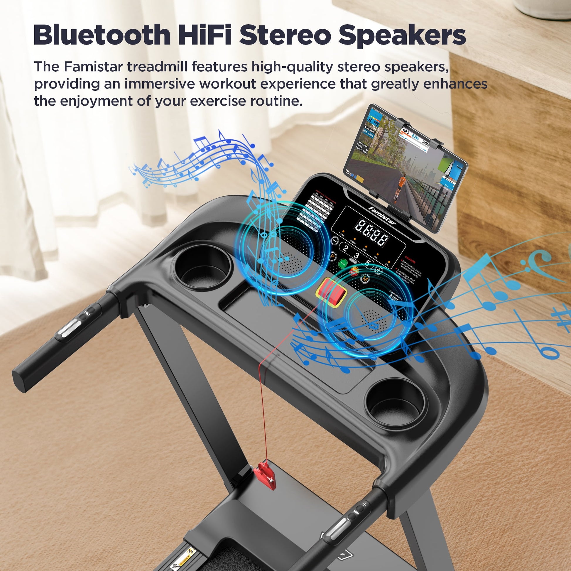 Unleash Your Fitness Potential with the Home Portable Folding Electric Treadmill - Adjustable Incline, 64 Programs, 7.5 MPH Speed, and Bluetooth Speakers for Ultimate Workout Experience!