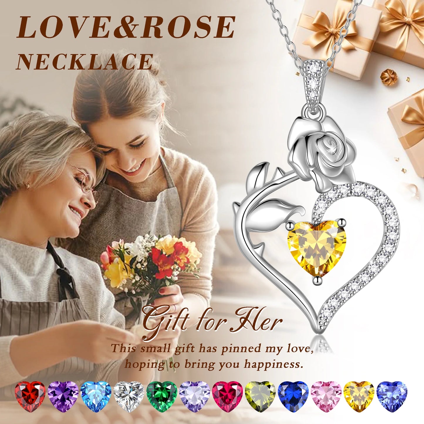 Exquisite 925 Sterling Silver Heart Rose Birthstone Necklace Featuring September Blue Sapphire – The Perfect Gift for Her on Special Occasions!