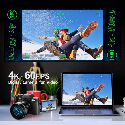Capture Your World in Stunning Detail with the 4K Ultra HD 48MP All-In-One Vlogging Camera – Perfect for Content Creators and Adventurers!