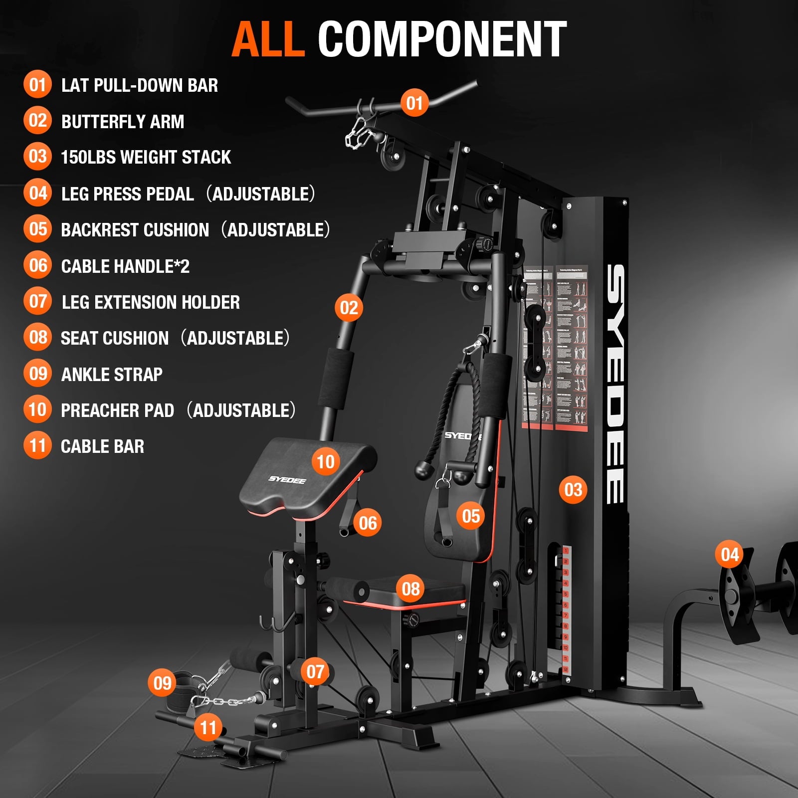 Ultimate Home Gym Station with 150LBS Weight Stack for Comprehensive Body Training