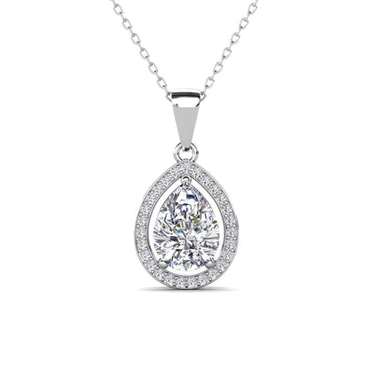 Isabel 18K White Gold Plated Pendant Necklace with Dazzling Simulated Diamond Crystals - A Timeless Elegance for Every Occasion