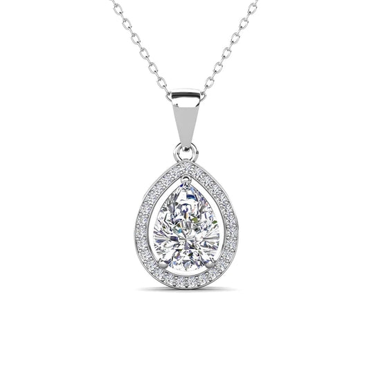 Isabel 18K White Gold Plated Pendant Necklace with Dazzling Simulated Diamond Crystals - A Timeless Elegance for Every Occasion