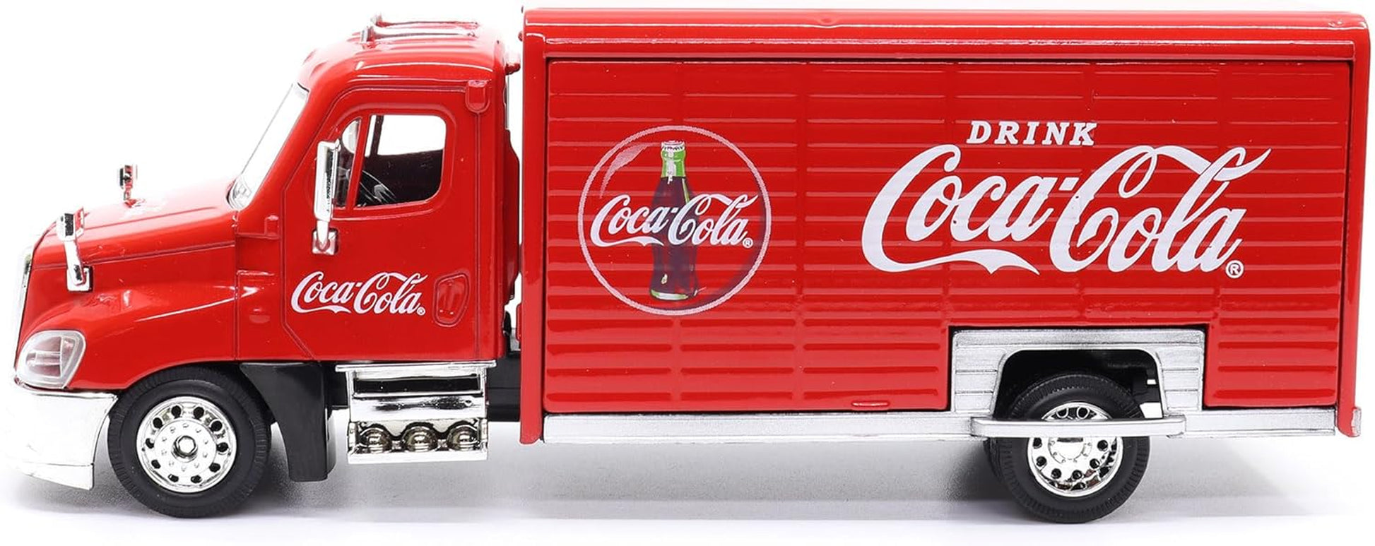 Meticulously Crafted 1:50 Scale Coca-Cola Beverage Delivery Truck with Functional Sliding Doors, Handcart, and 2 Removable Bottle Cases - A Collector's Dream!