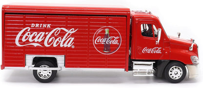 Meticulously Crafted 1:50 Scale Coca-Cola Beverage Delivery Truck with Functional Sliding Doors, Handcart, and 2 Removable Bottle Cases - A Collector's Dream!