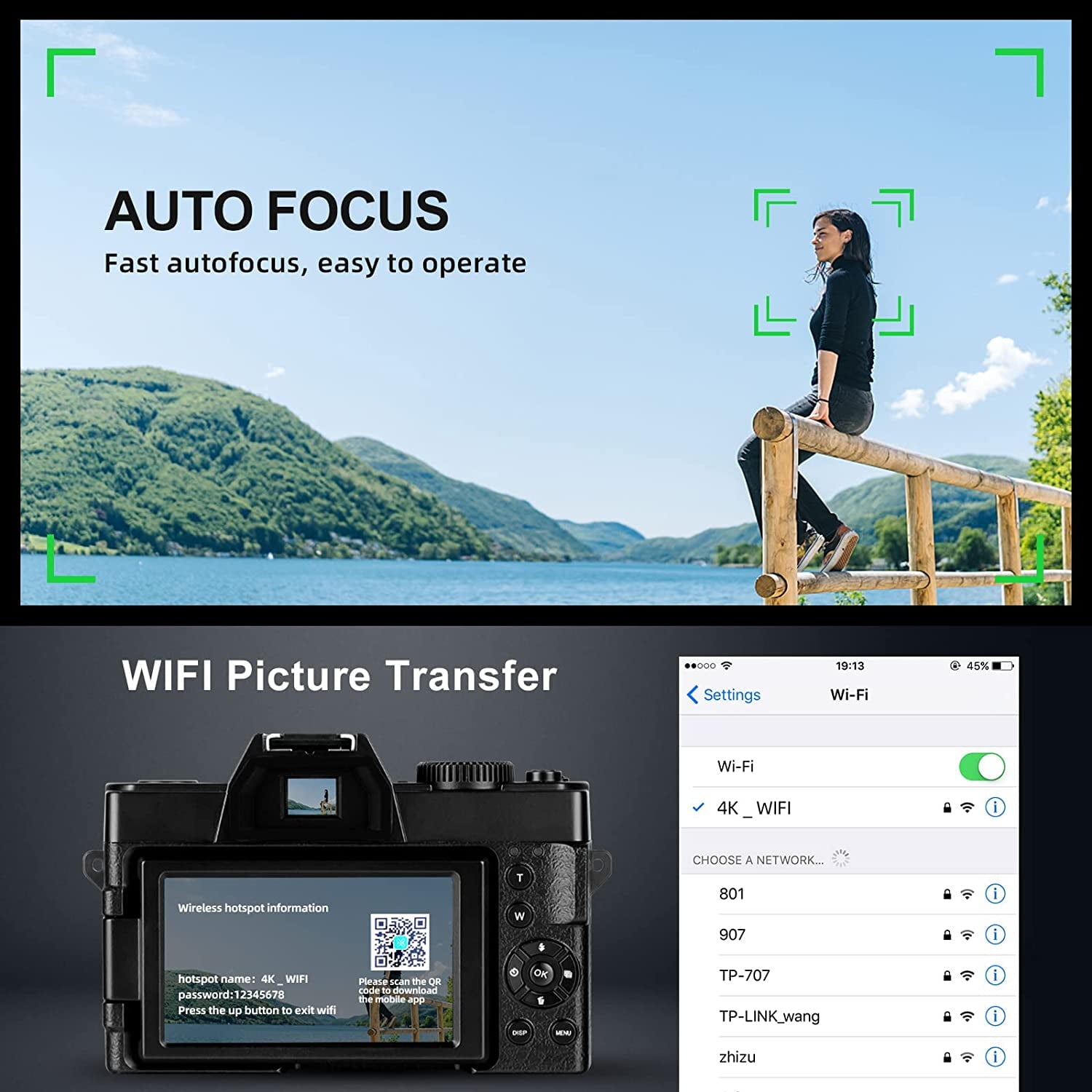 Capture Your World in Stunning Detail with the 4K Ultra HD 48MP All-In-One Vlogging Camera – Perfect for Content Creators and Adventurers!