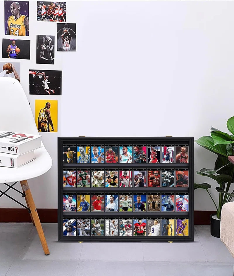 Premium Horizontal 36-Card Baseball and Trading Card Display Case with UV Protection and Lockable Acrylic (1-Pack)