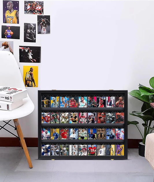 Premium Horizontal 36-Card Baseball and Trading Card Display Case with UV Protection and Lockable Acrylic (1-Pack)