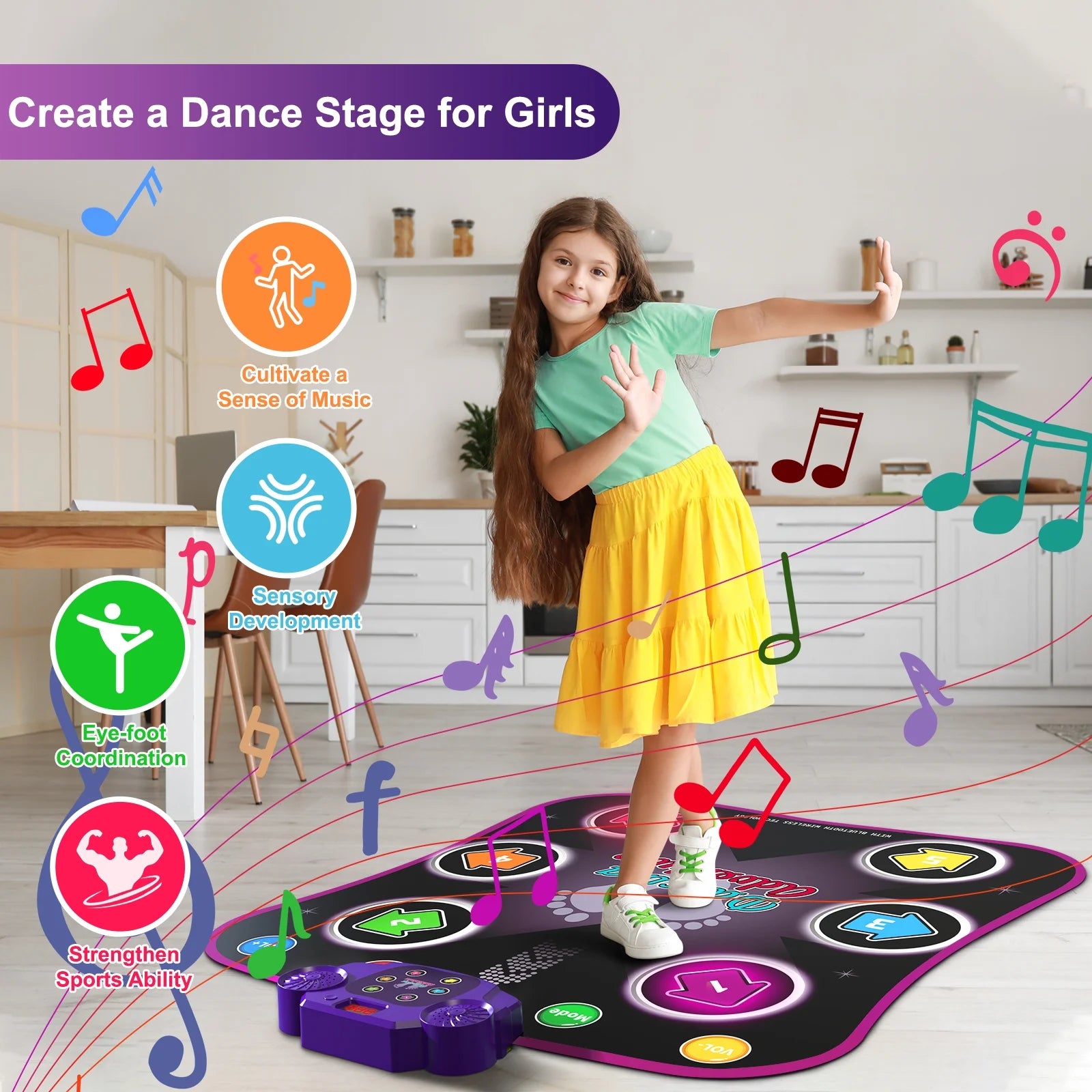 Unleash Fun and Fitness with the Beefunni Interactive Dance Mat: The Ultimate Bluetooth Game Pad for Kids Aged 3-6 - Perfect Birthday Gift!