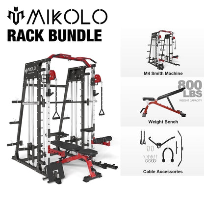 Ultimate Smith Machine Home Gym - 2200 Lbs Power Rack with Cable Crossover, 360° Landmine Attachment and Complete Strength Training Solutions