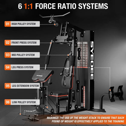Ultimate Home Gym Station with 150LBS Weight Stack for Comprehensive Body Training