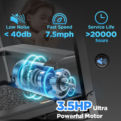 Unleash Your Fitness Potential with the Home Portable Folding Electric Treadmill - Adjustable Incline, 64 Programs, 7.5 MPH Speed, and Bluetooth Speakers for Ultimate Workout Experience!